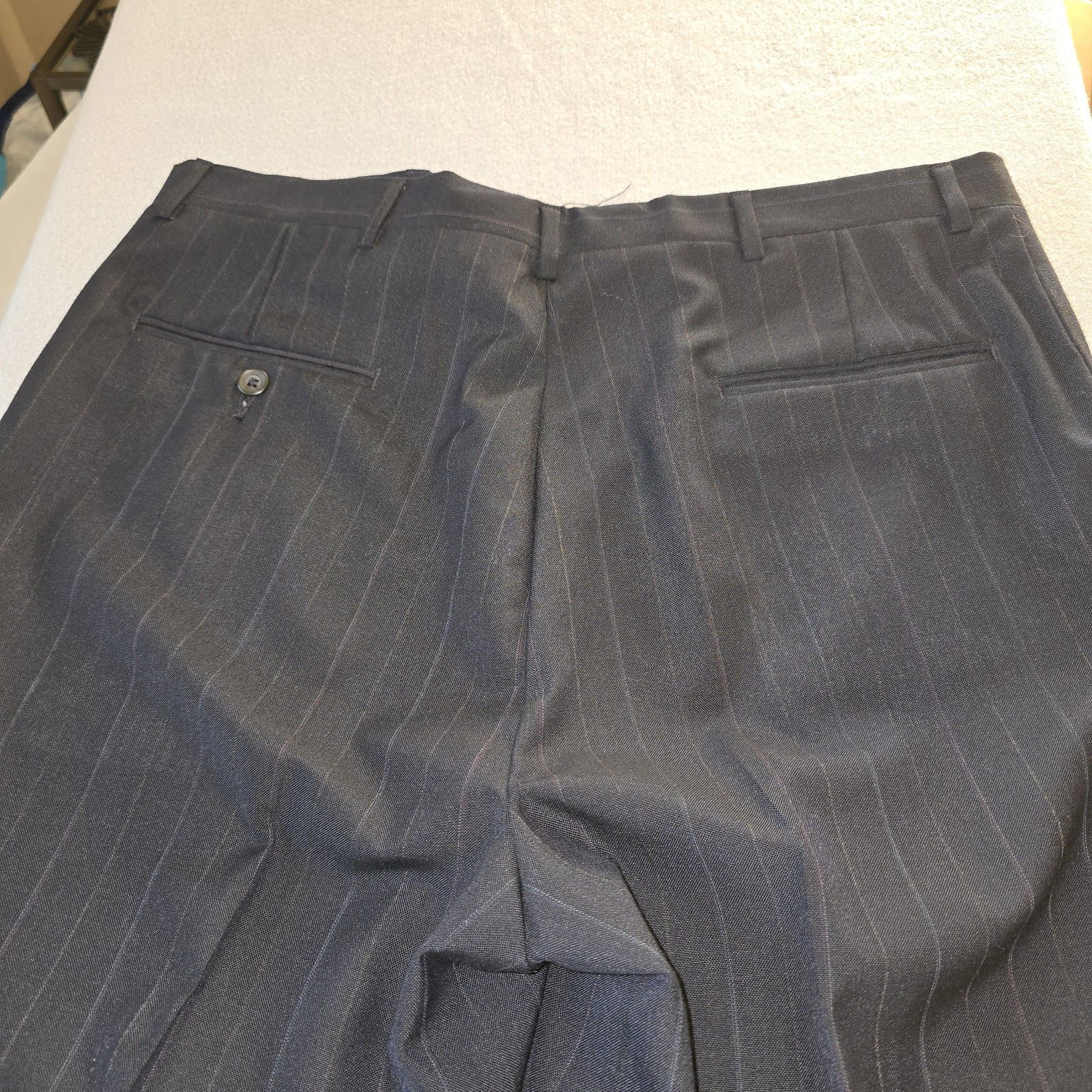 Haggar Men’s Pinstripe Dress Pants Dark Gray Dacron Polyester Worsted Wool