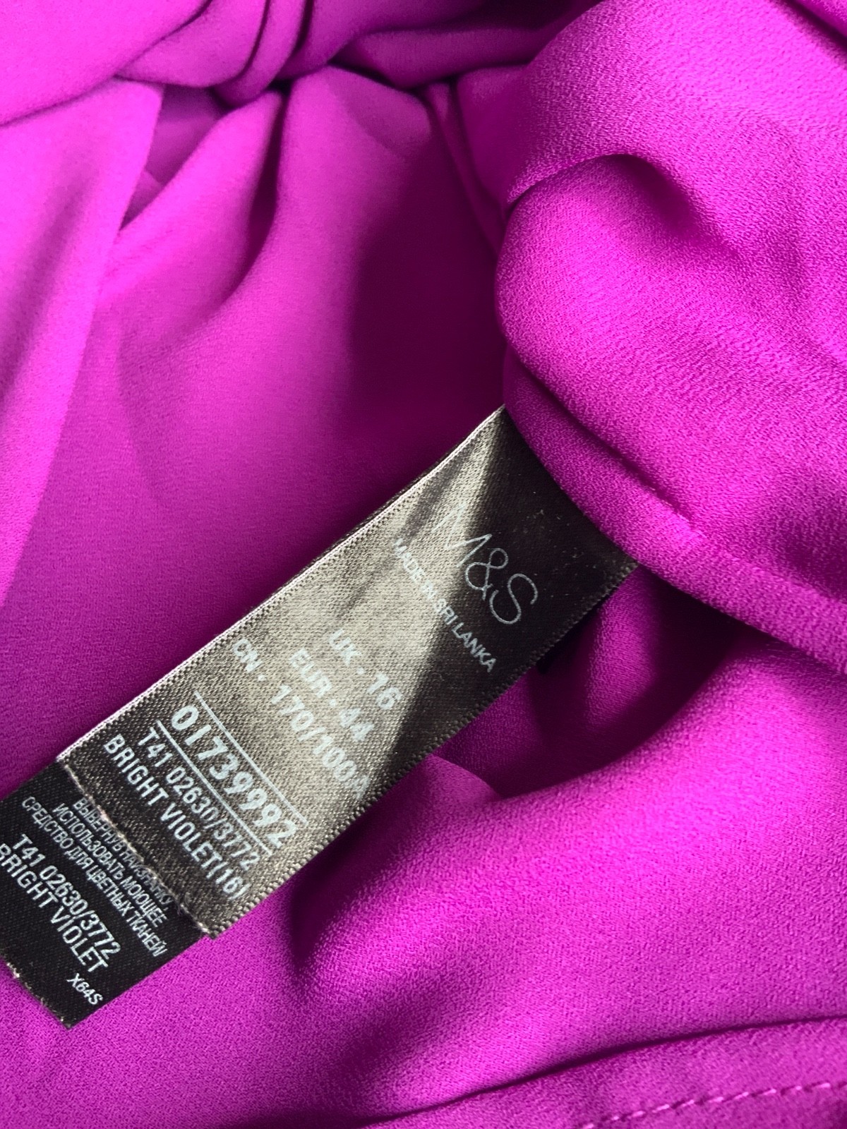 M&S bright violet chiffon blouse size 16 vgc