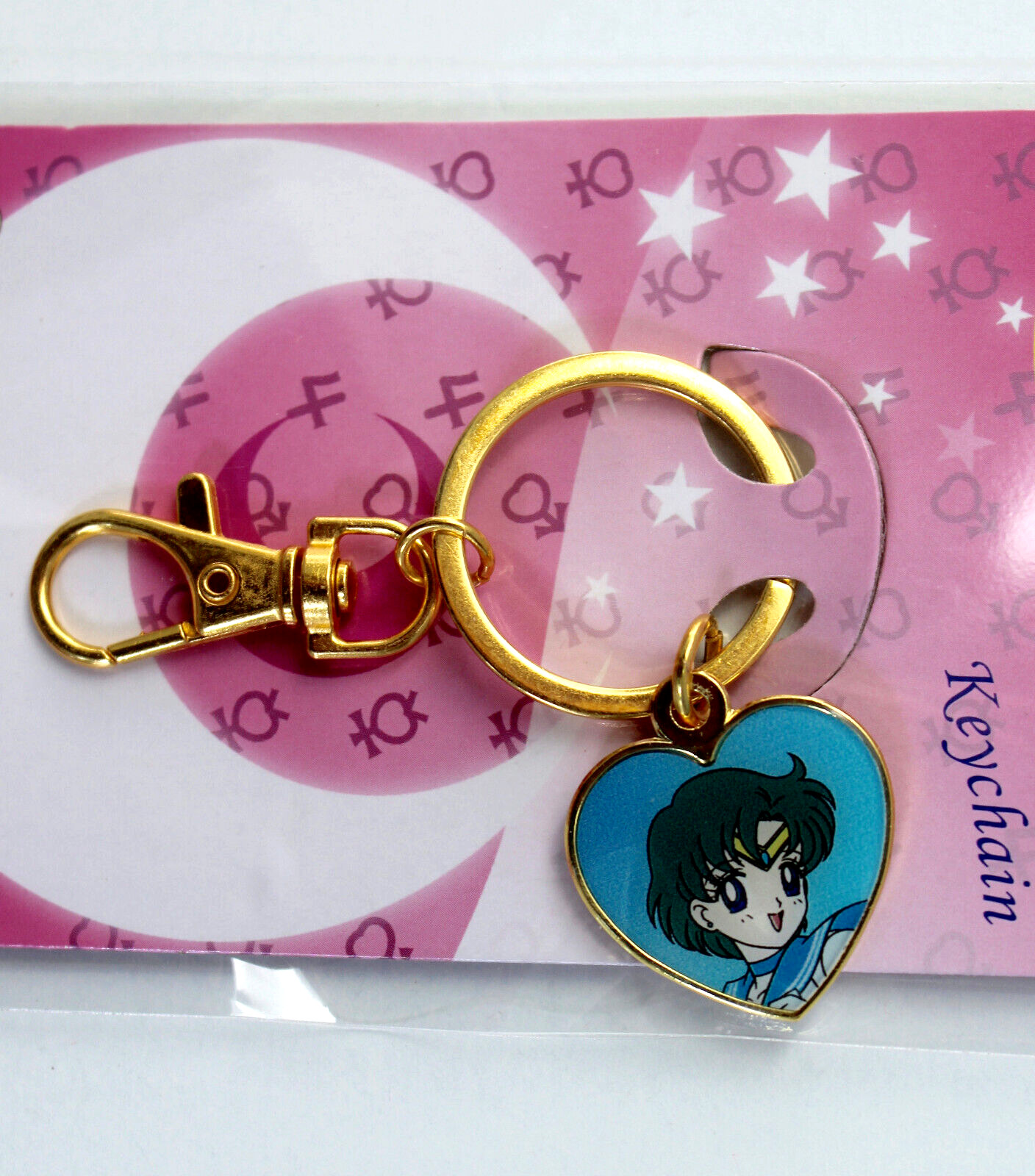 Sailor Moon Sailor Mercury Heart Charm Keychain Keyring NEW