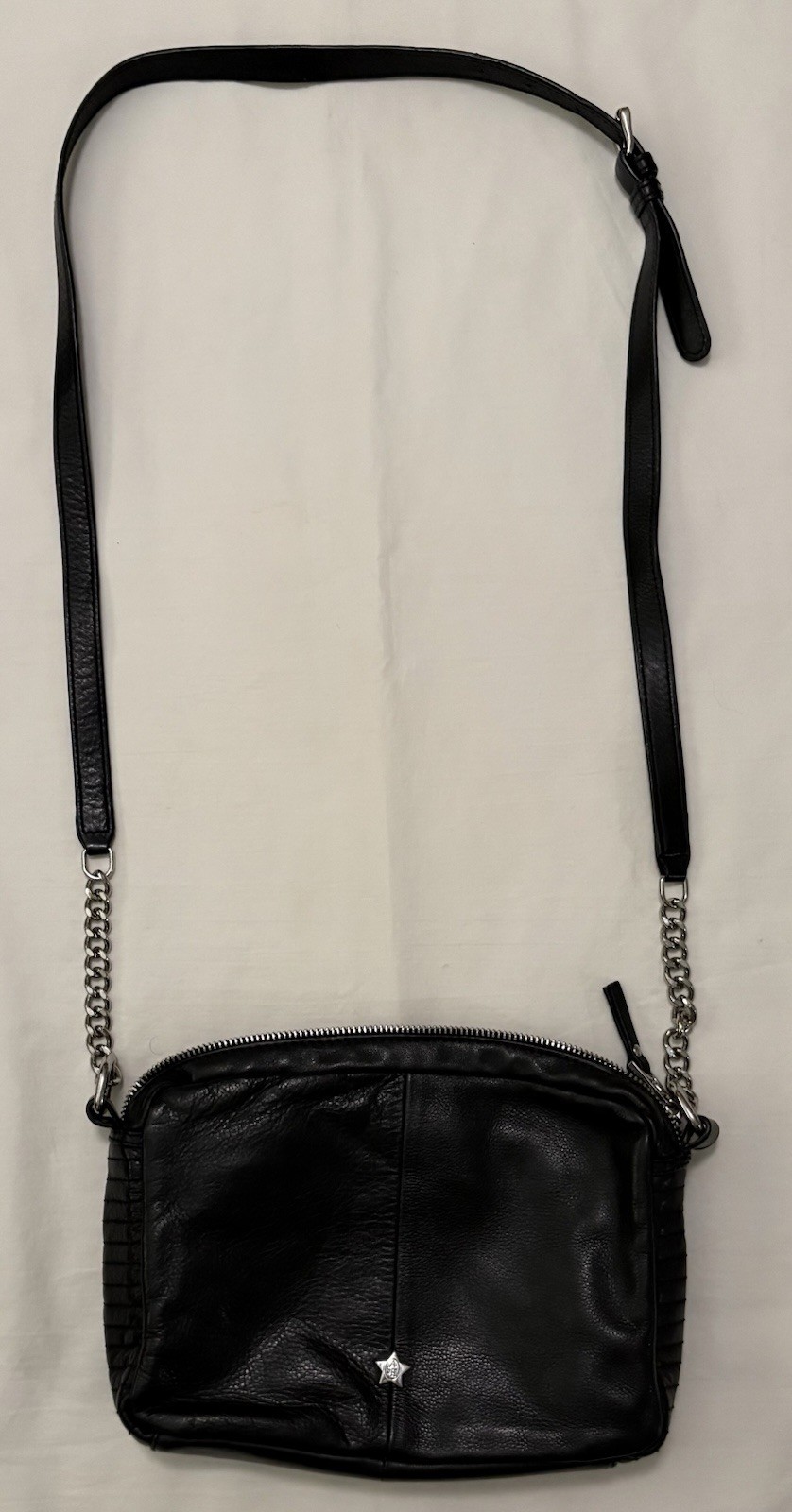 ASH Leather Crossbody Sling Bag Black Soft 10x7x3