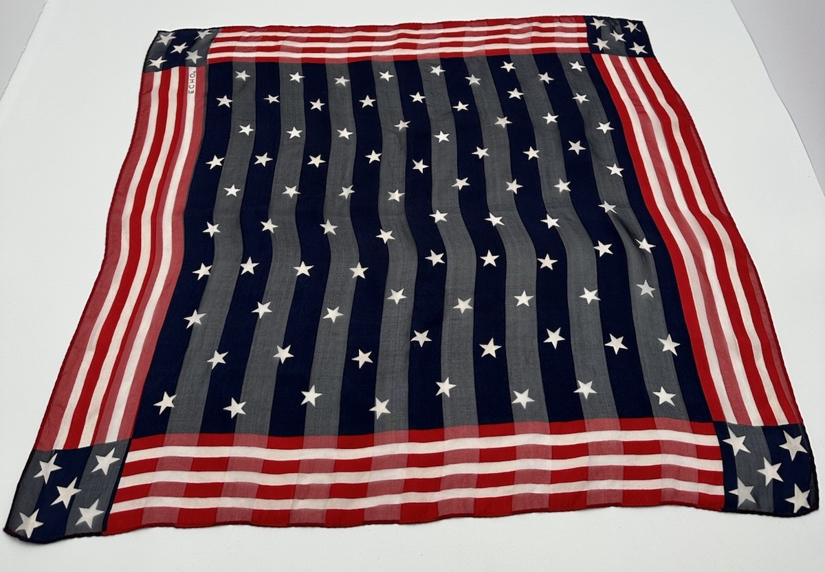 Vintage ECHO Scarf Stars & Stripes 21” x 22” Square