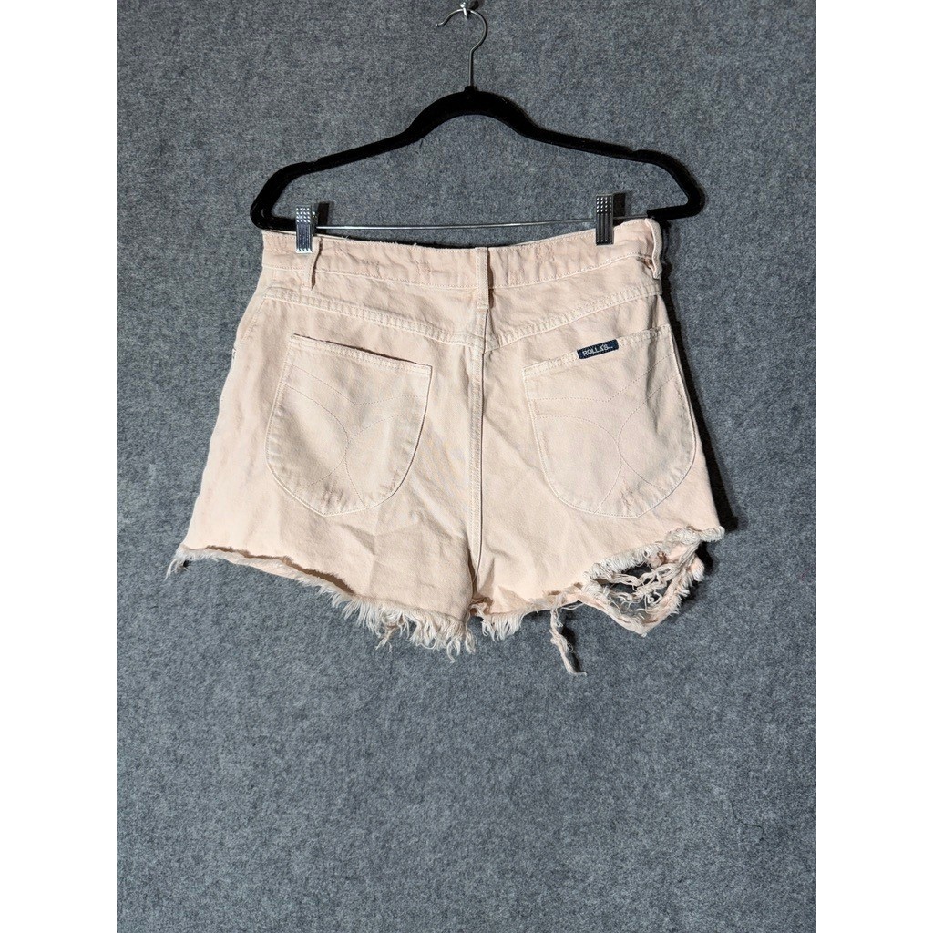 Rolla’s Dusters High Rise Slim Distressed Denim Shorts Pink Peach Size 32 14