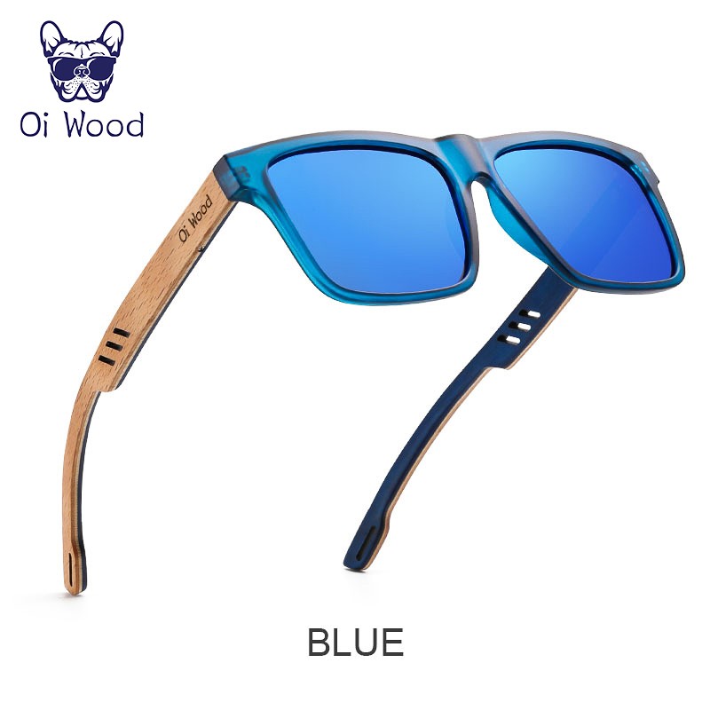 Oi Wood Polarized Square Sunglasses Men UV400 Mirror Sport Driving Glasses