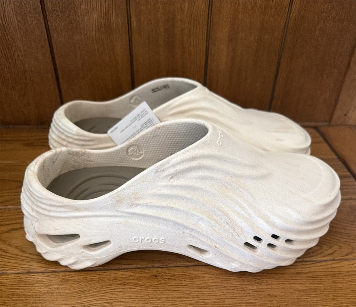 Crocs Echo Watercolor Marble Bone Tan Wave LiteRide Footbed Ultra Comfort W9 M7