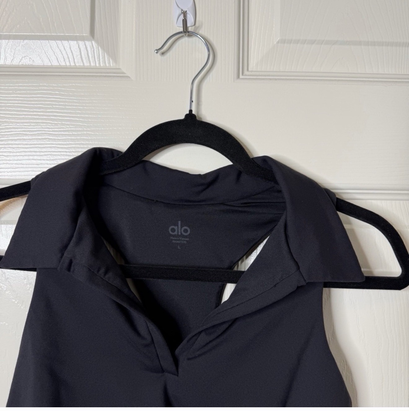 Alo Yoga Black Collared Racerback Sports Bra Full Coverage Pullover Size L