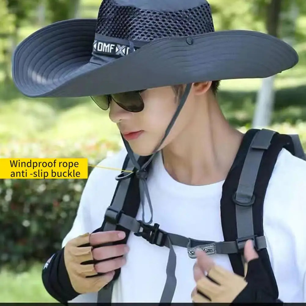 Summer 15CM Large Brim Sun Hat Men Women Breathable Fishing Caps Sun UV