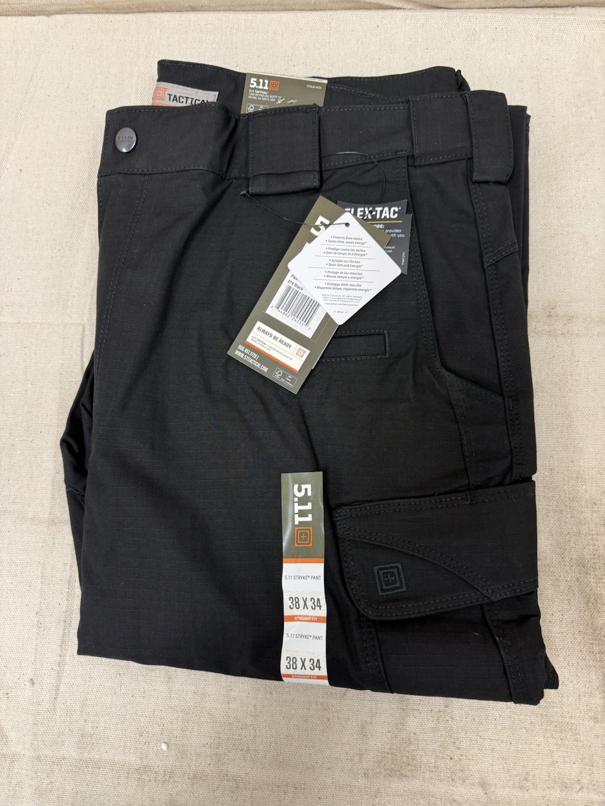 5.11 TACTICAL 74369 Tactical Pants 38×34 Straight Fit Black