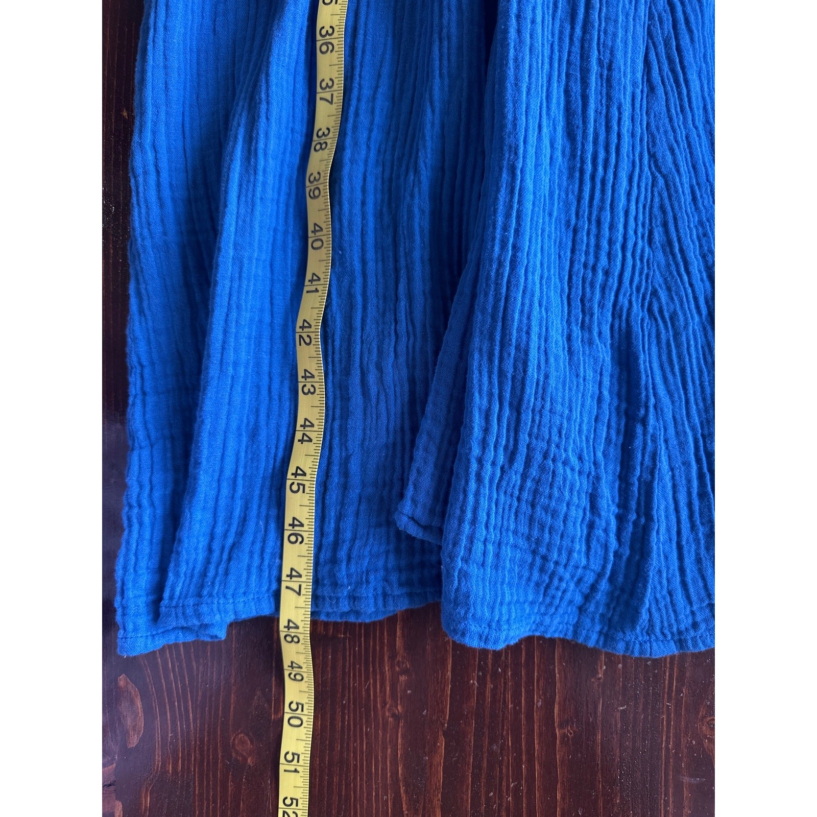 Mille Double Gauze Resort Wear Midi Ruffle Sleeve Dress M Royal Blue Vacation