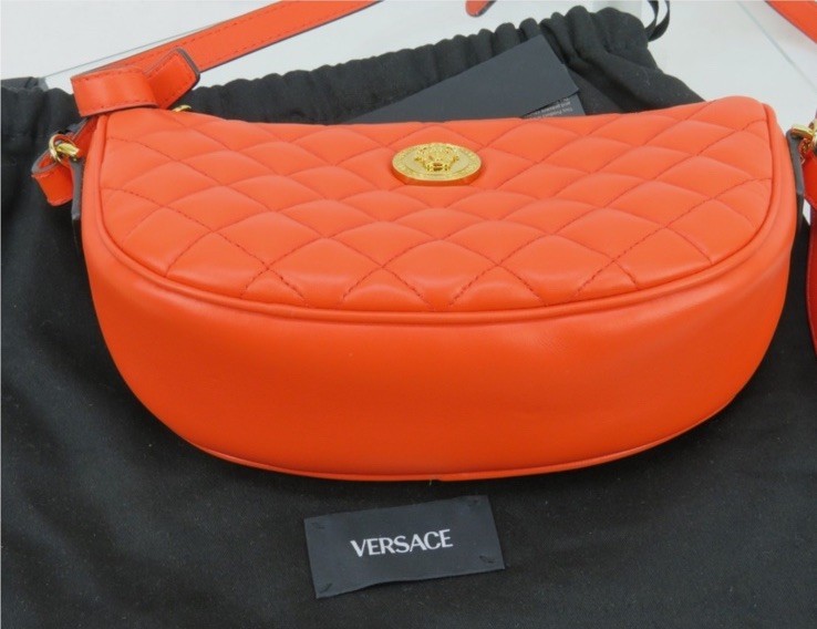 NWT Versace Half Moon Bag + Metal Coral Gold $ 1875 Retail Hot Deal