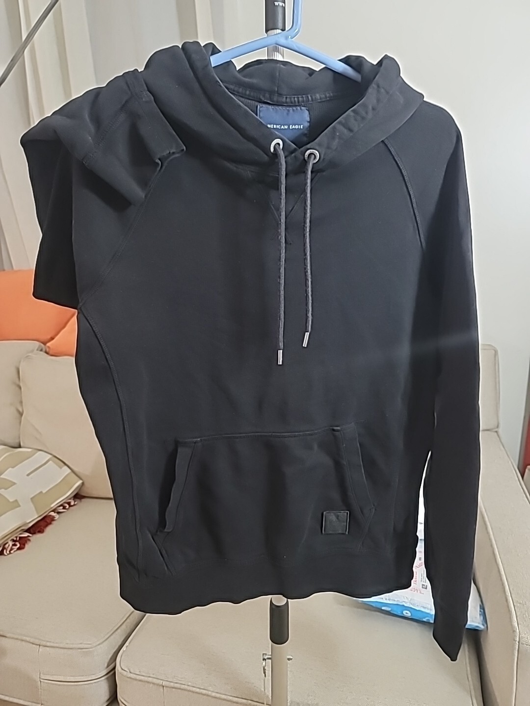 VINTAGE American Eagle tightly woven cotton Hoodie Adult Small ( Black ) see pic