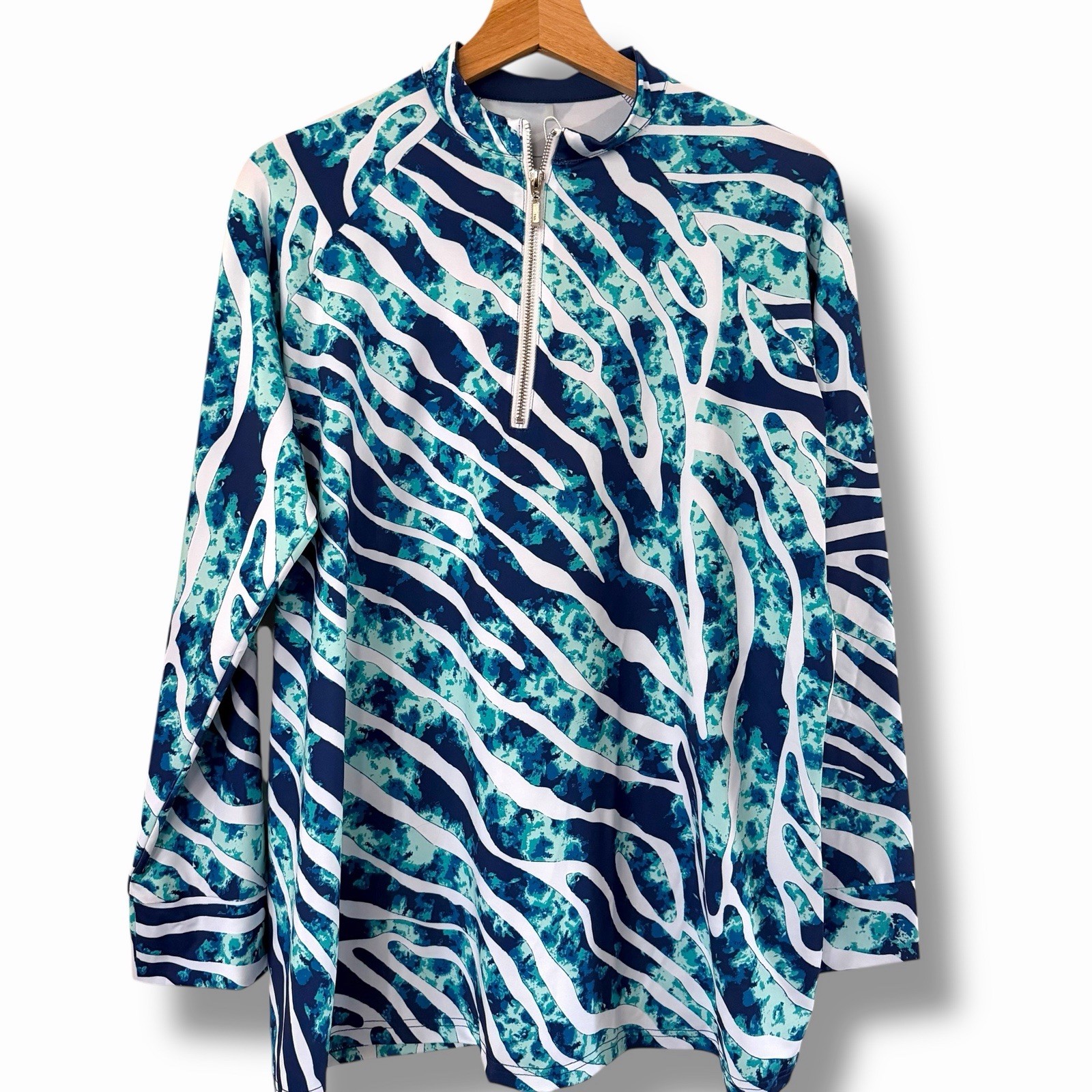 NEW ANA CLARE Briley Half Zip Pullover in Bengie XXL Outdoor Sun Protection UPF