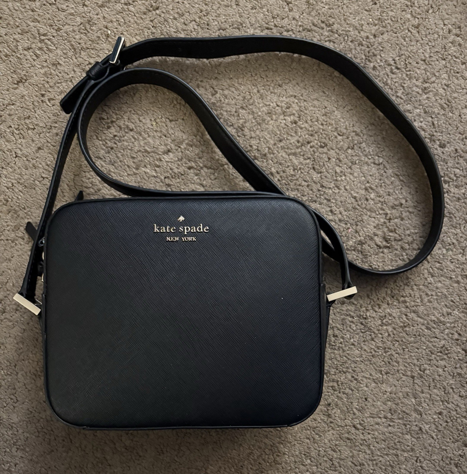Kate Spade Black Madison Mini Camera Bag Saffiano Leather New Without Tags