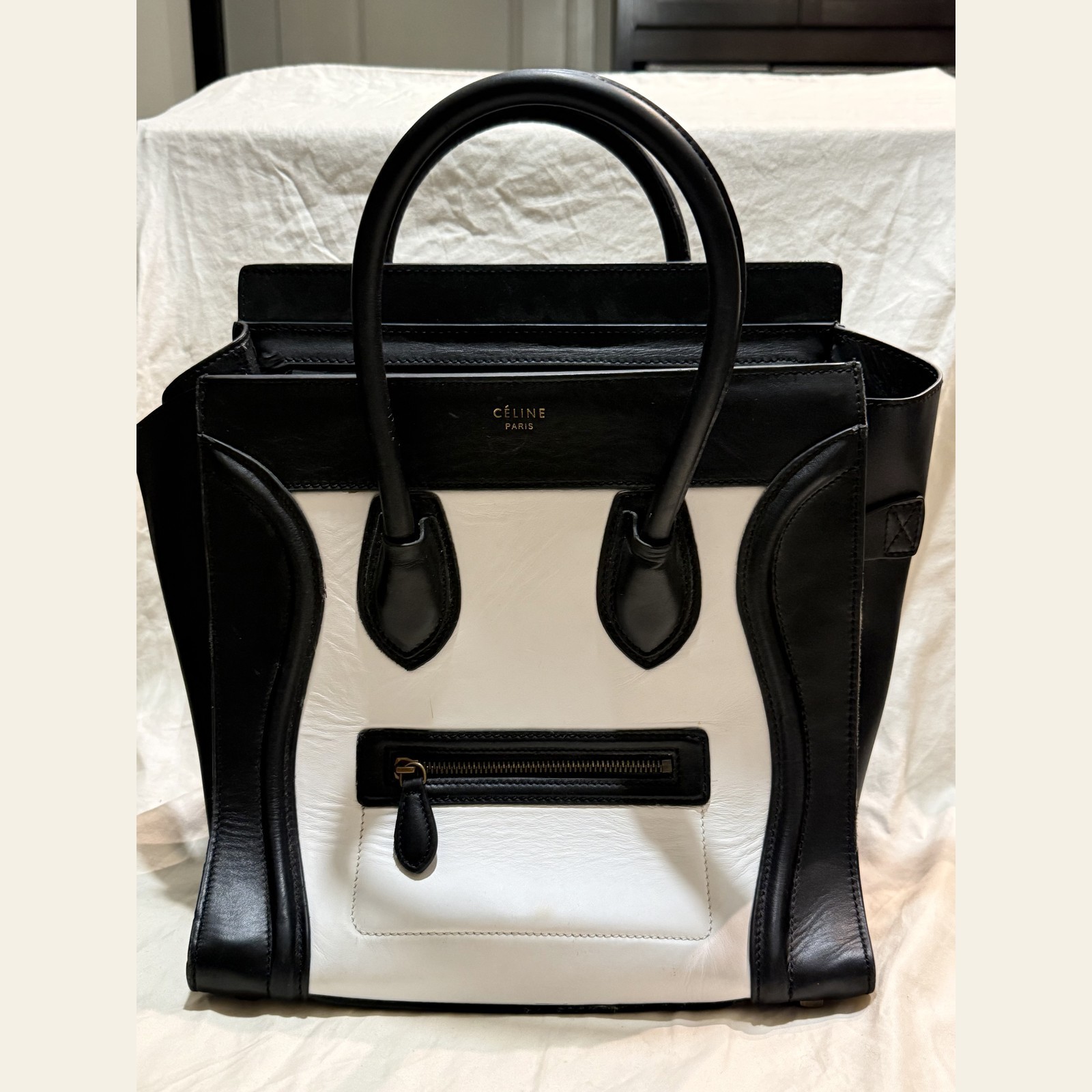 Celine Mini Luggage Tote Black White Bicolor Calfskin Phoebe Philo Era