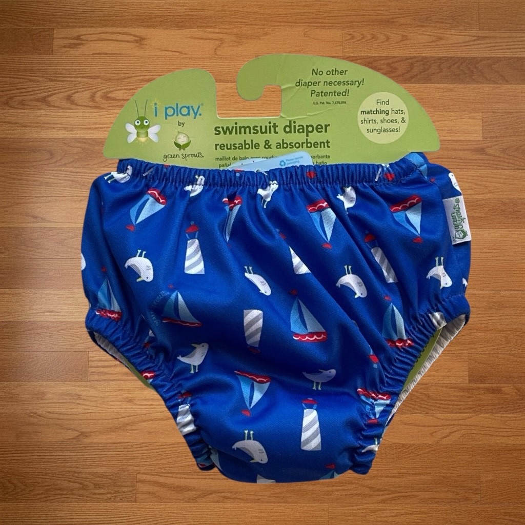 New I Play Baby Boys Nautical Theme Swim Diaper Blue Re-Usable Size 6M