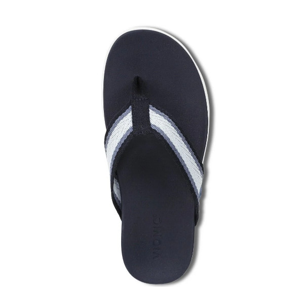 Vionic Women Beach Indigo Toe Post Sandal, Navy Blazer Multi (NEW WT)