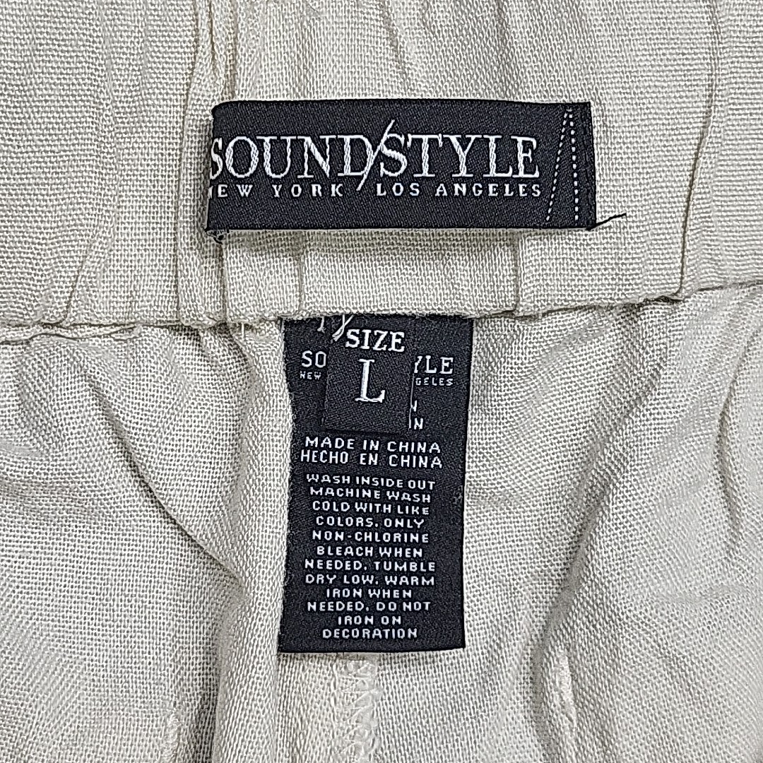 Sound Style Womens Dressy Button Zip Fly Linen Pants w Pockets Large Size Tan
