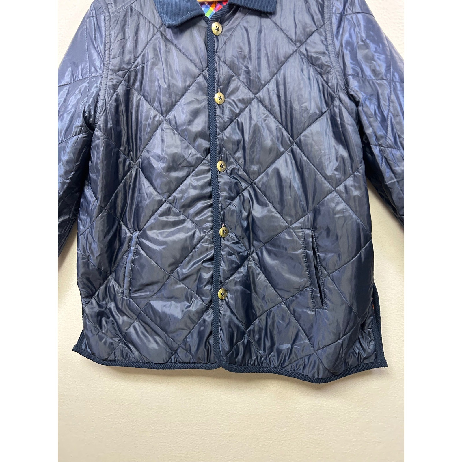 Rafaella Weekend Reversible Quilted Barn Jacket Womens XL Navy Blue Plaid Coat