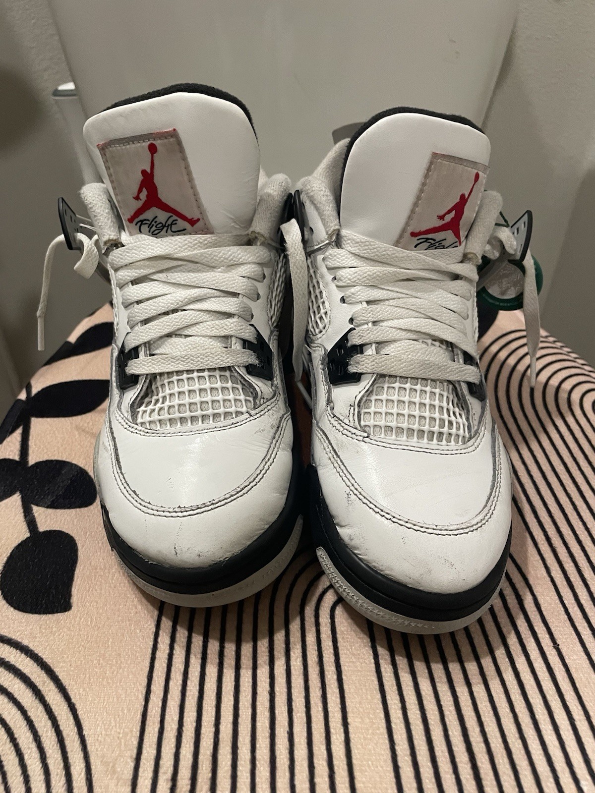 Jordan Air Jordan 4 White/Black/Gray/Red Mid Top Lace-Up Athletic Sneaker