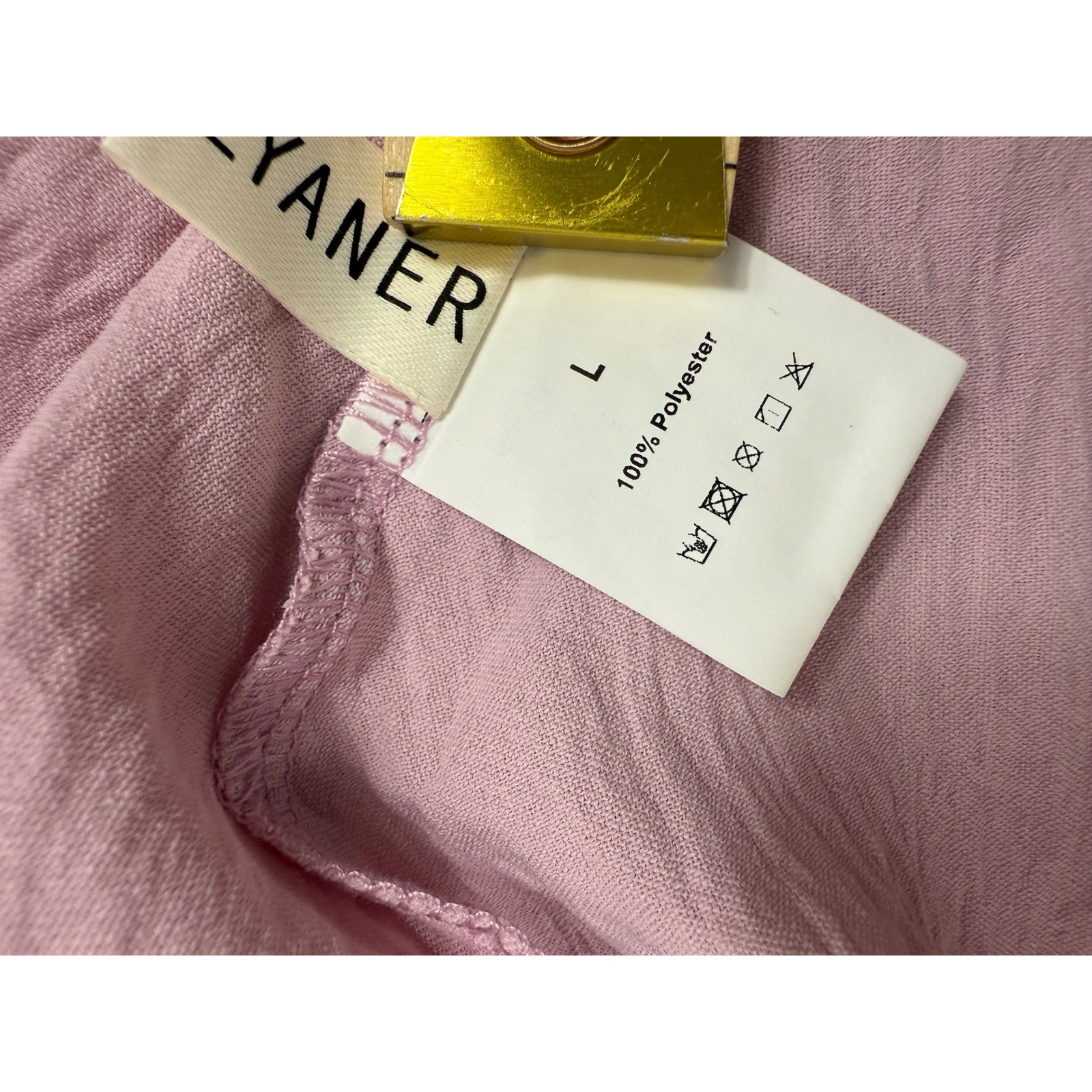 LYANER Smocked Top Ruffle Flutter Sleeve Square Neck Blouse L Womens