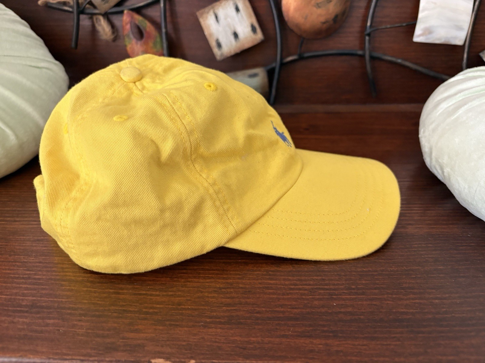 NWOT Ralph Lauren Boys Yellow Embroidered Navy Logo Adjustable Cap size 8-20