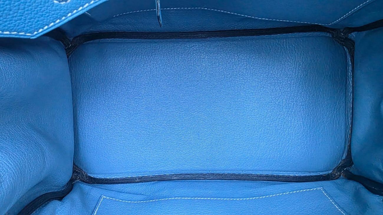 Hermes Kelly 28 Blue Jeans Togo Leather Bag Stamp Square K (2007)