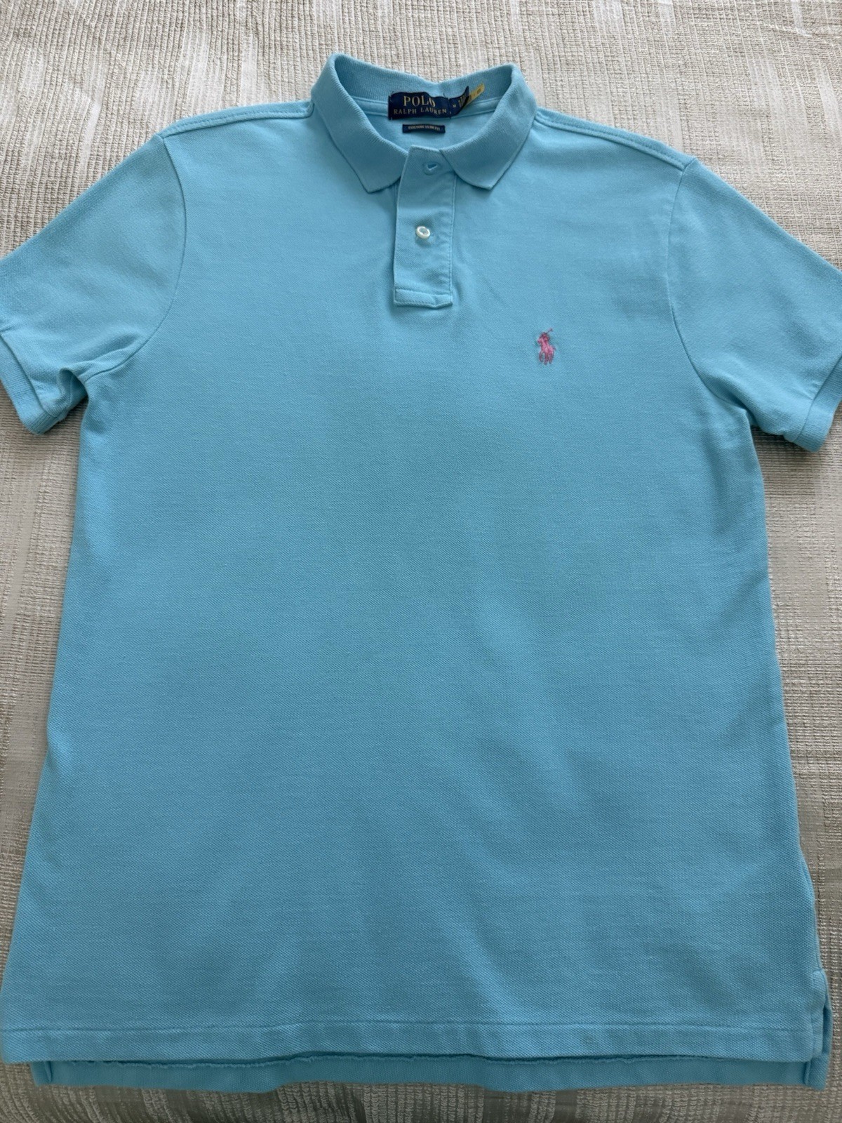 Ralph Lauren Men’s turquoise cotton polo. M Custom Slim Fit