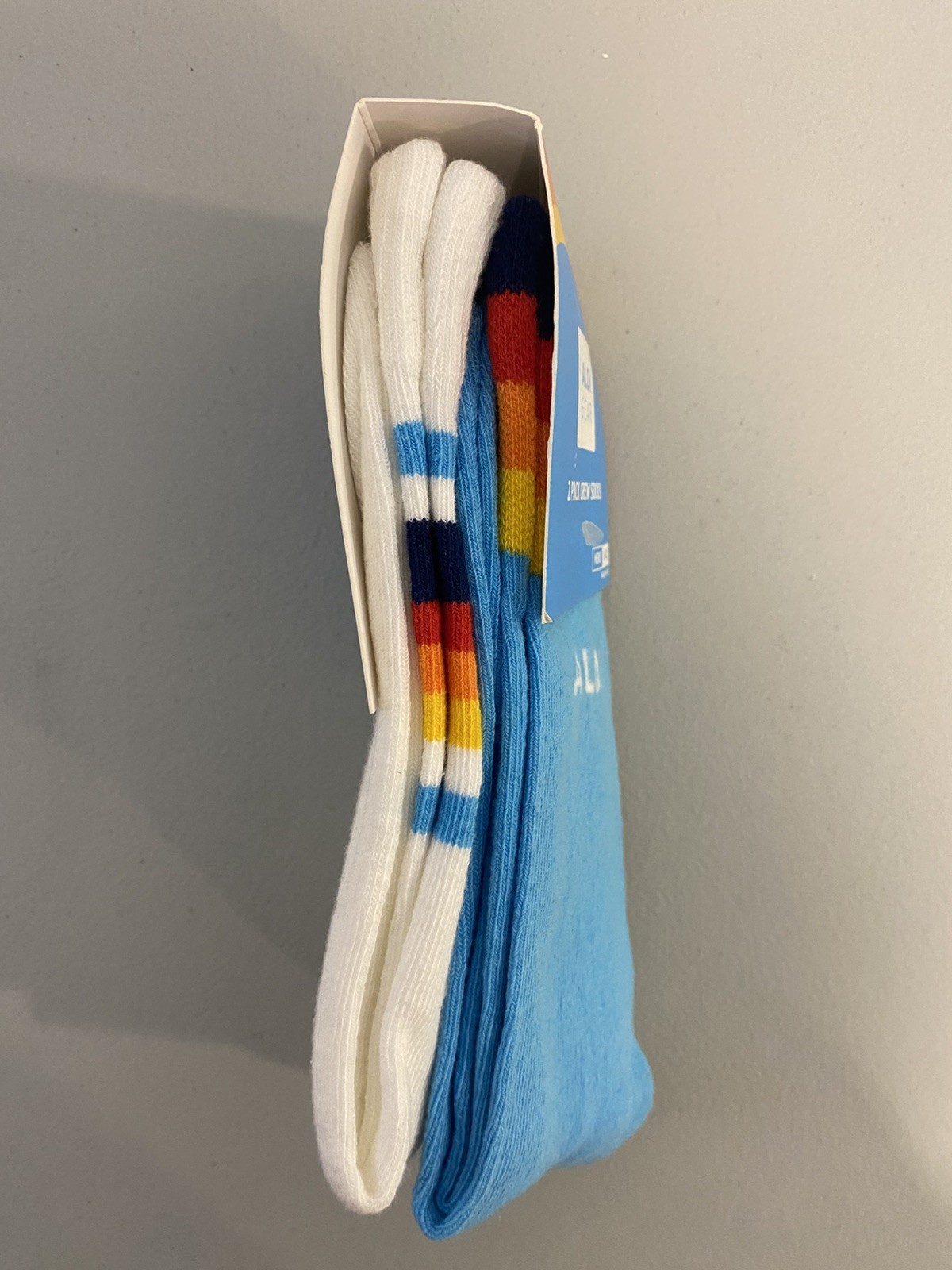 ALDI GEAR Mens Crew Socks 2 pack 2024 Blue & White Size 6-12 men’s NWT