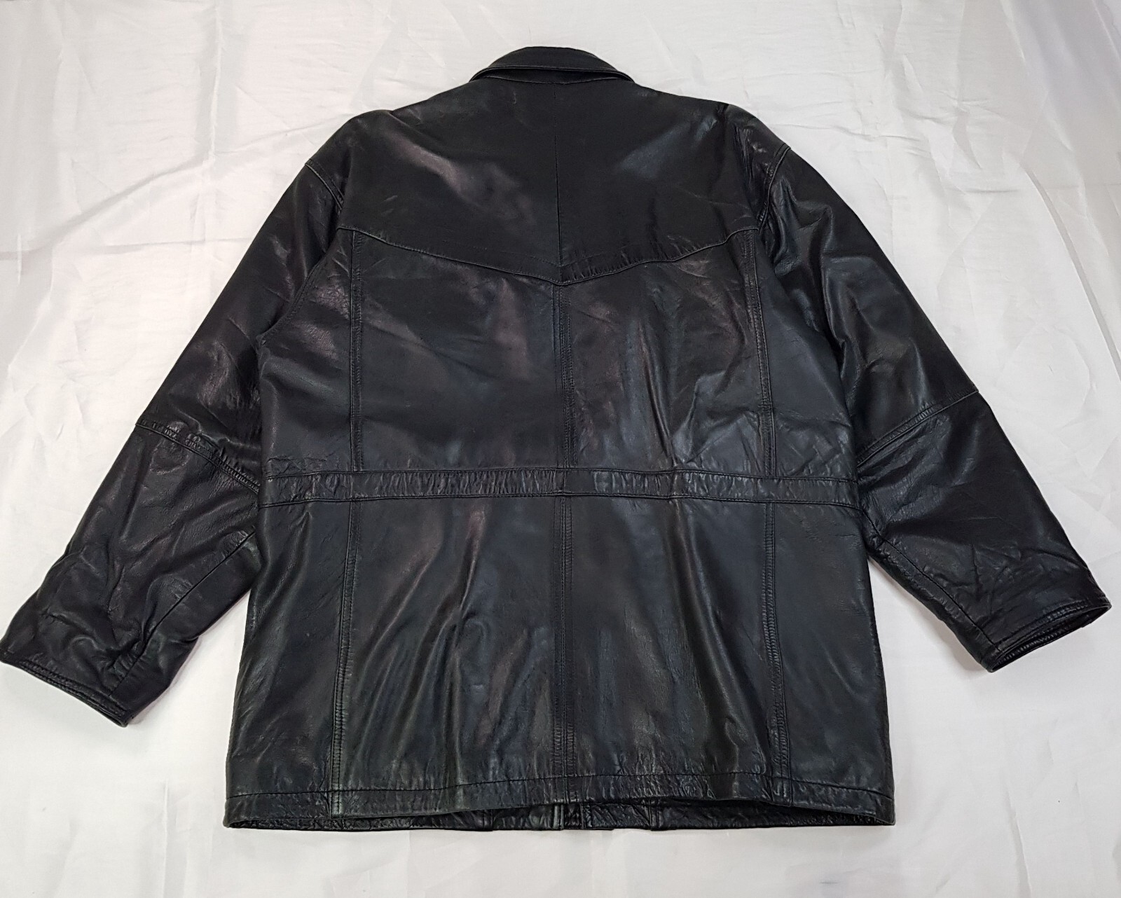STYLE INTERNATIONAL SIZE XL MENS BLACK GENUINE LEATHER PARKA JACKET BIKER COAT