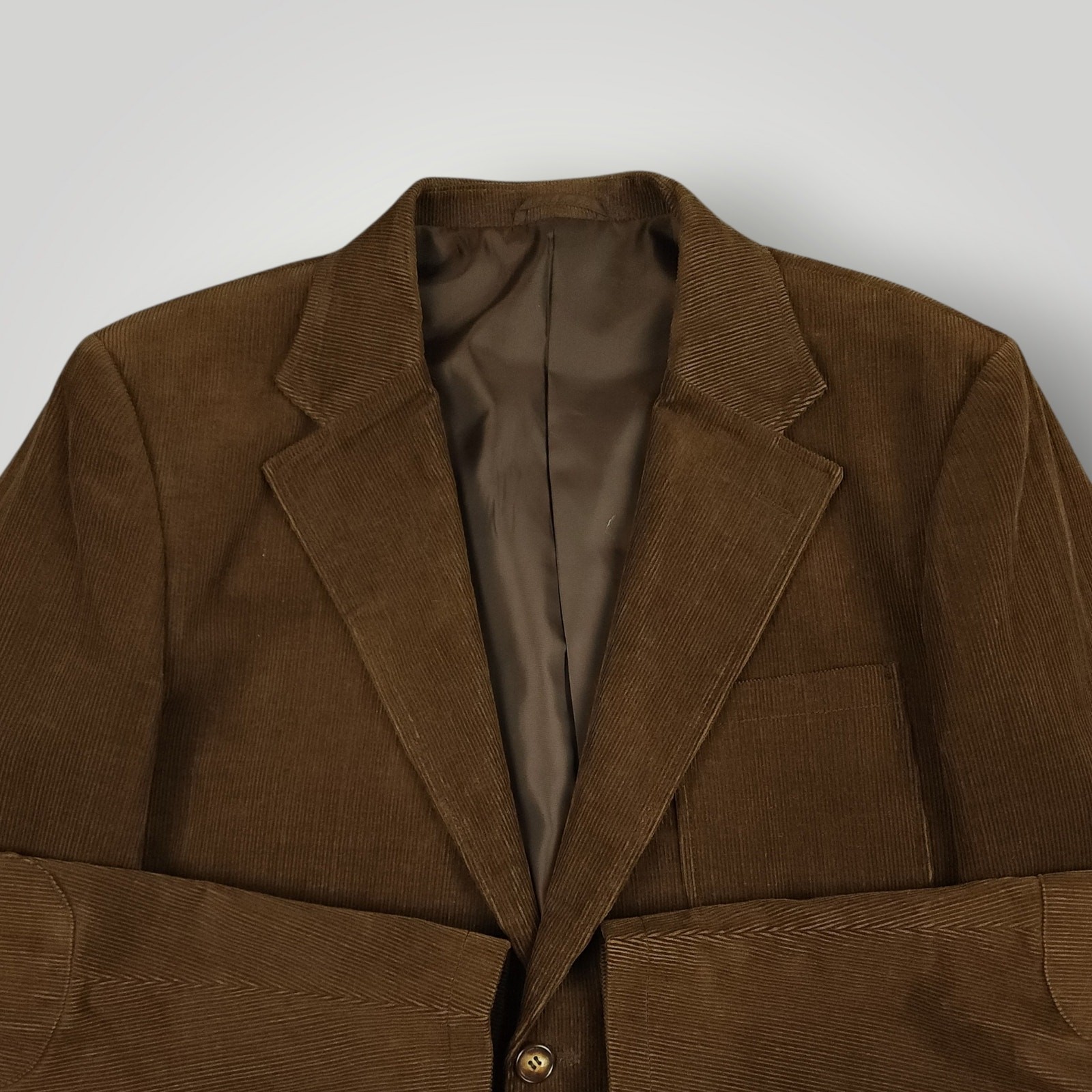 Y2K Ivy Style Wide Wale Corduroy Jacket 40R Elbow Patch Pocket Unstructured