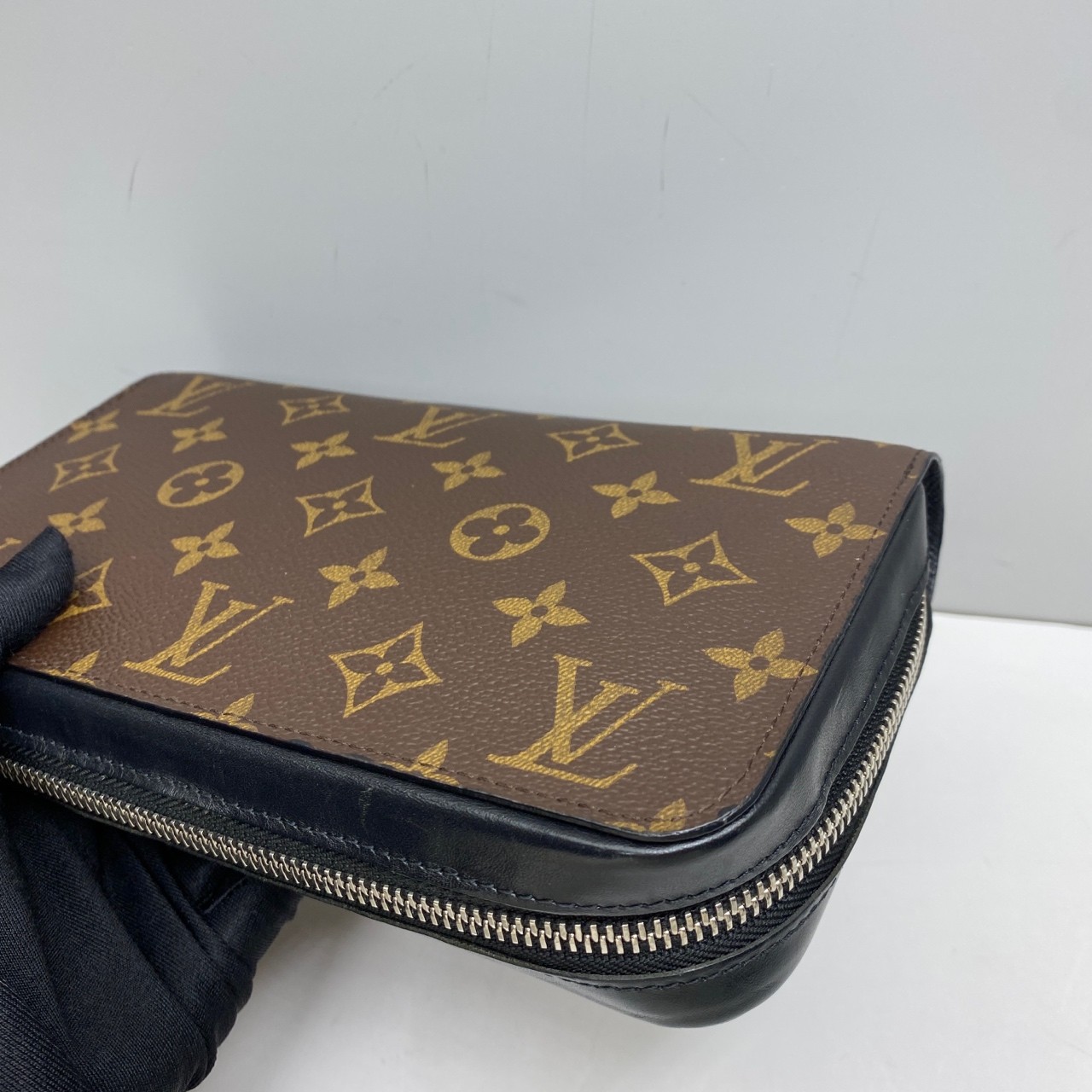 Louis Vuitton Pre-Owned Authentic Handle Clutch Brown Free Shipping 22x15x4cm
