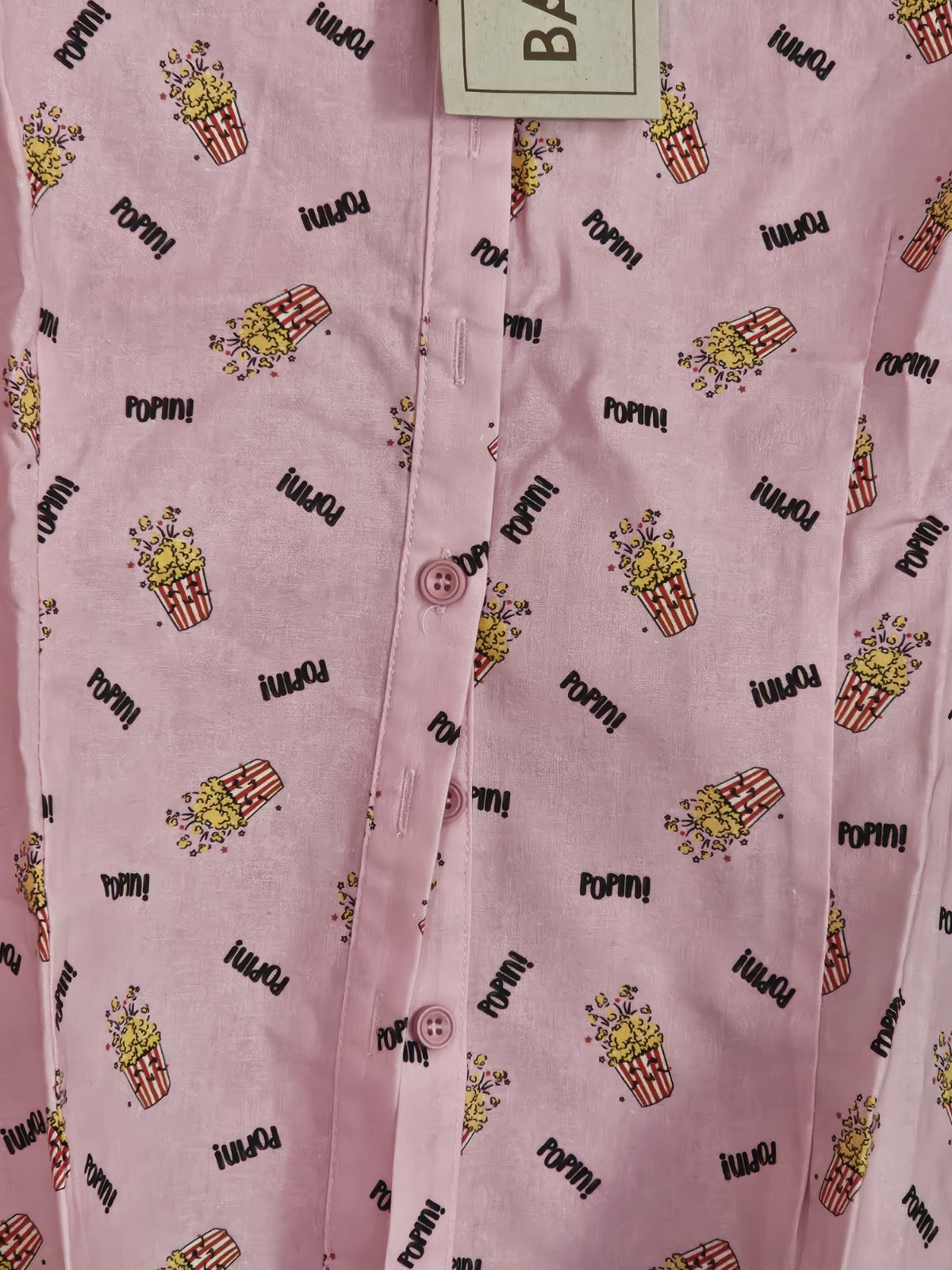 BANNED Apparel Pink Popcorn Womens Blouse. Size M/12. Retro, 1950s, Kitsch. BNWT