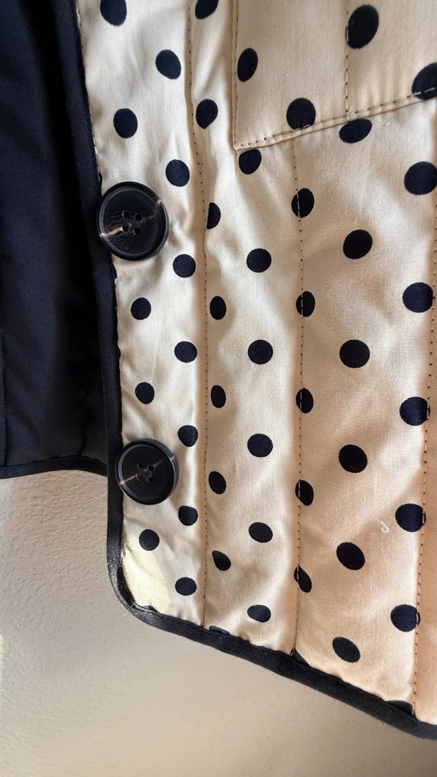Joie Reversible Quilted Jacket Cream Polka Dot Black Cotton Size S NWT