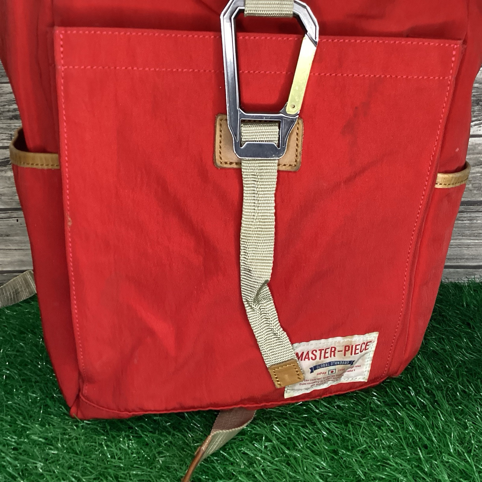 Master-Piece Backpack Red Link Rolltop MSPC Global Standard Leather Trimmed