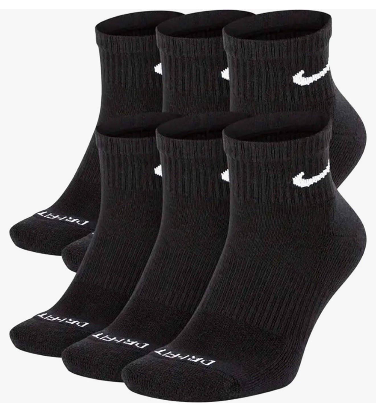 Nike Training Ankle Socks – Black Large 6 pairs