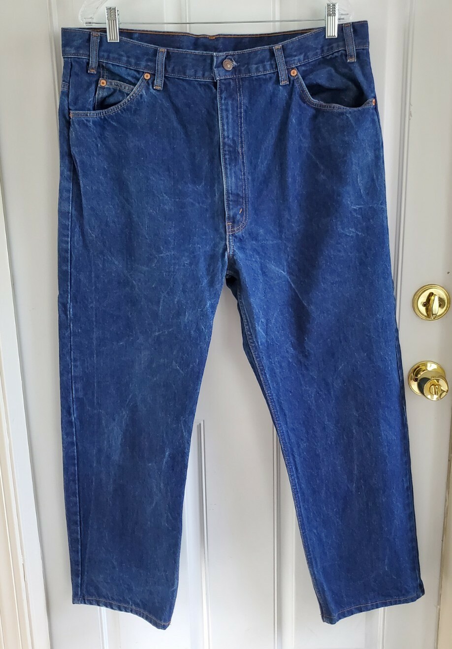 Levis 505 Dark Wash Vintage Orange Tab Mens Jeans Size W 42 L 30