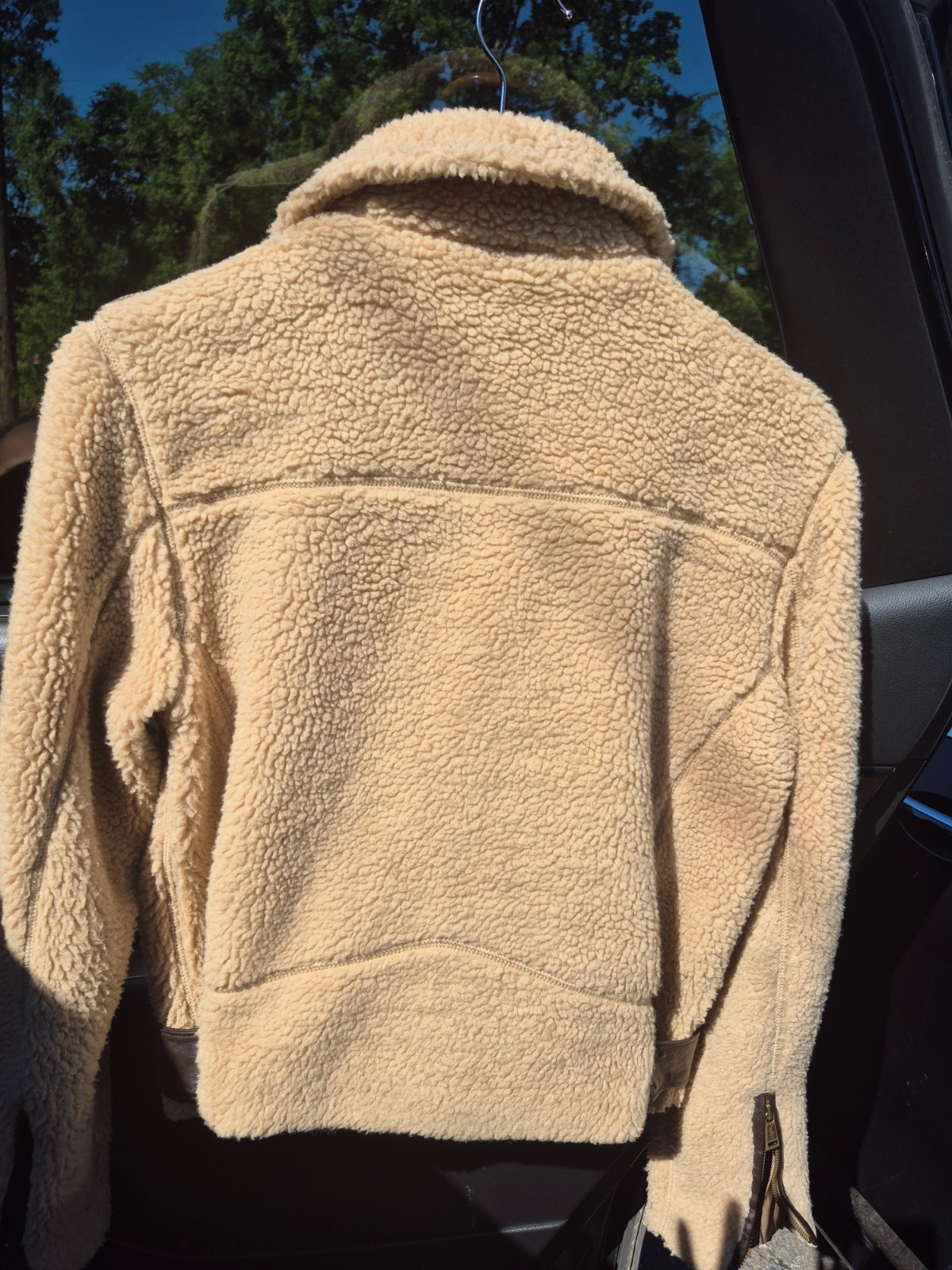 POLO RALPH LAUREN Sherpa Fleece Moto Jacket Leather Trim Women’s Size SP