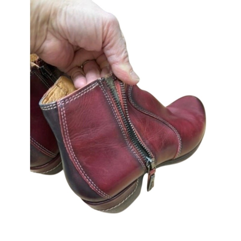“PIKOLINOS” Women’s Zip Up Ankle Boot Red SZ 37 (7) Soft Leather 1 3/4 Heel