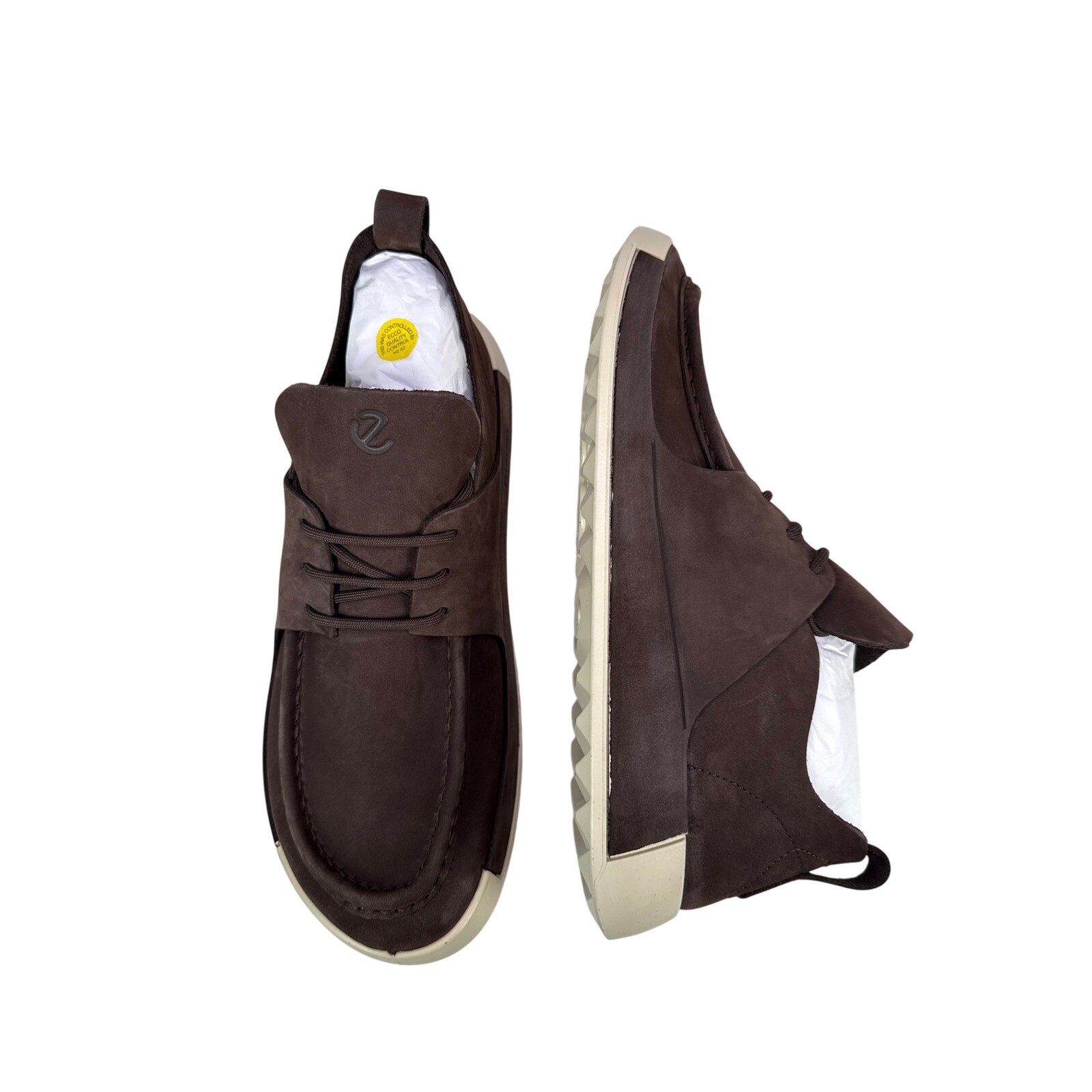 Ecco Cozmo Moccasin 2ND Mens 10-10.5 EU 44 Brown Nubuck Leather Mocha Lace up