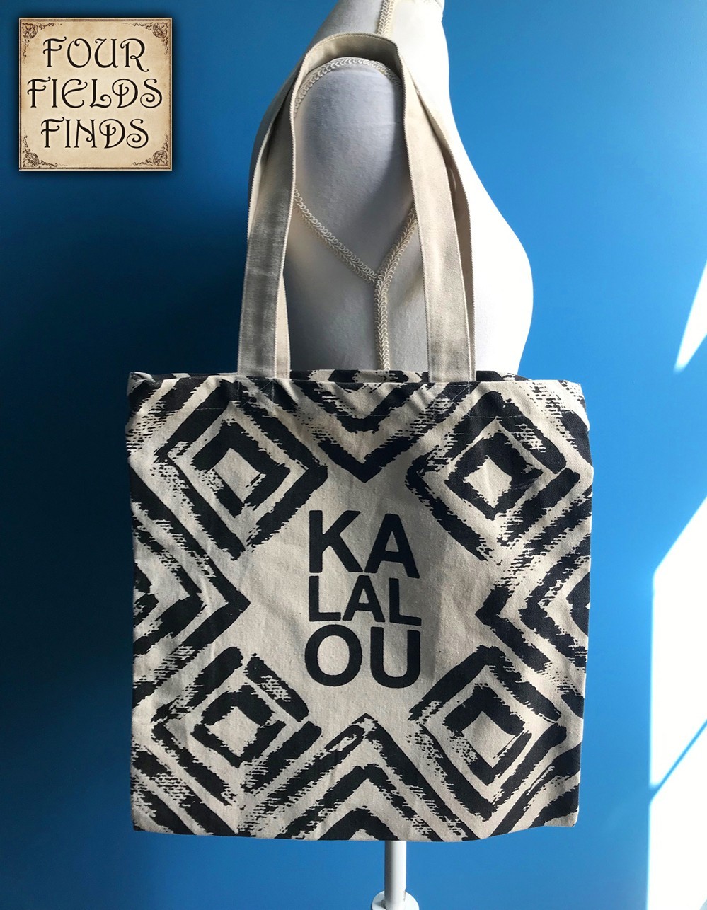KALALOU Tribal Pattern Tote Bag Decor 100% Cotton Canvas Shopping Bag NWOT