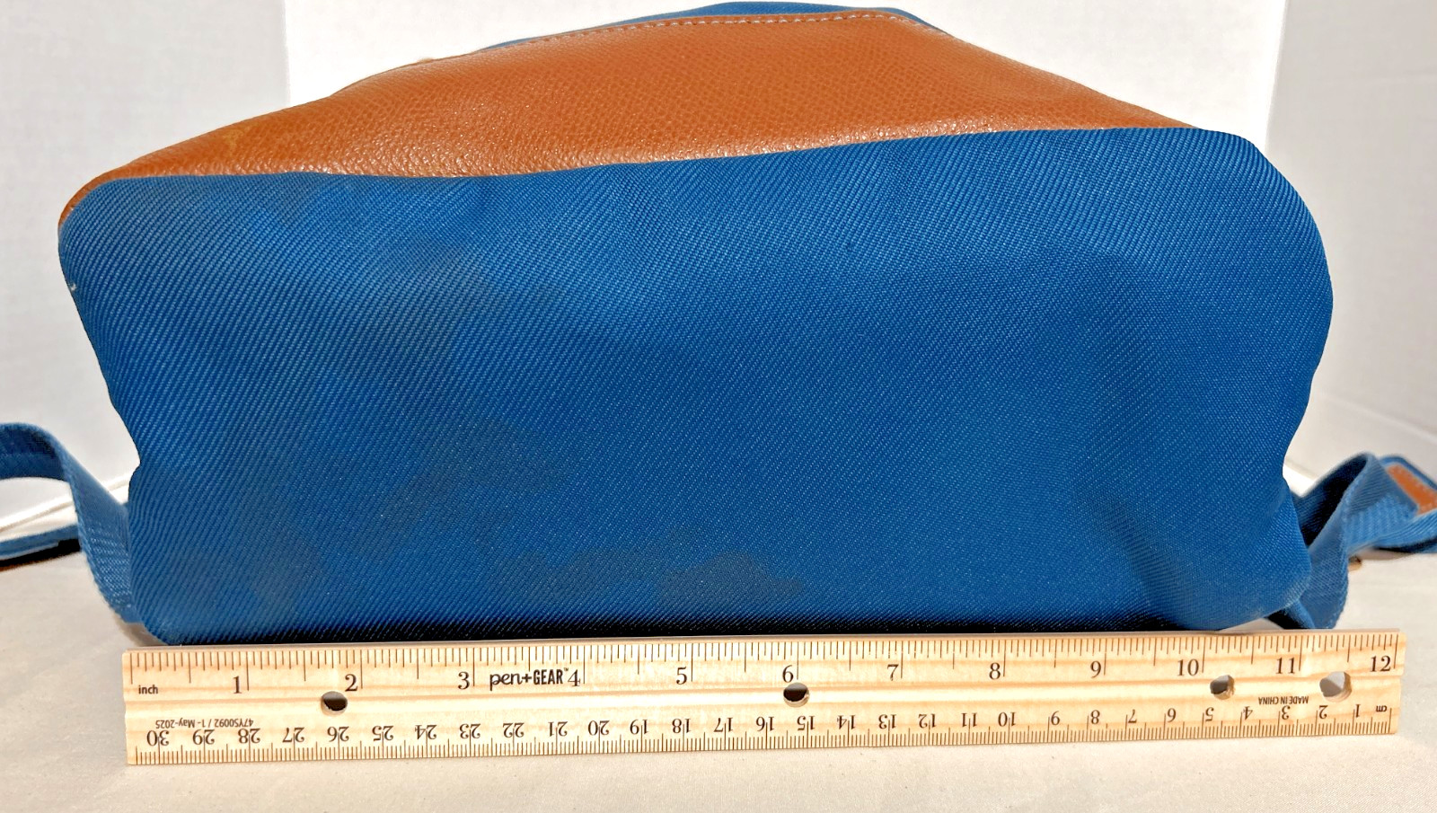 Coach Sawyer Backpack 37240 Canvas Nylon Leather Bright Mineral Blue Drawstring