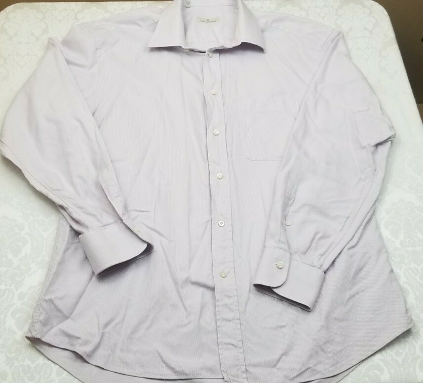 Ermenegildo Dress Shirt Mens 17 43 Gray Cream Check Standard Cuff All Cotton