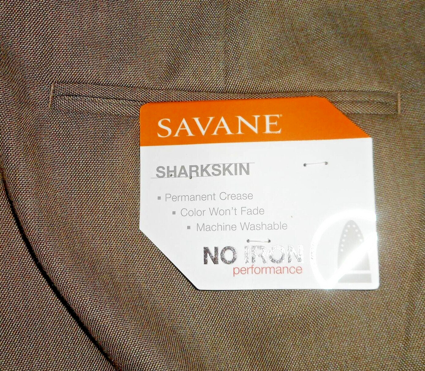 New Pants Savane Sharkskin Perm-Crease No-Fade No-Iron Taupe MSRP-$72.00 32X30
