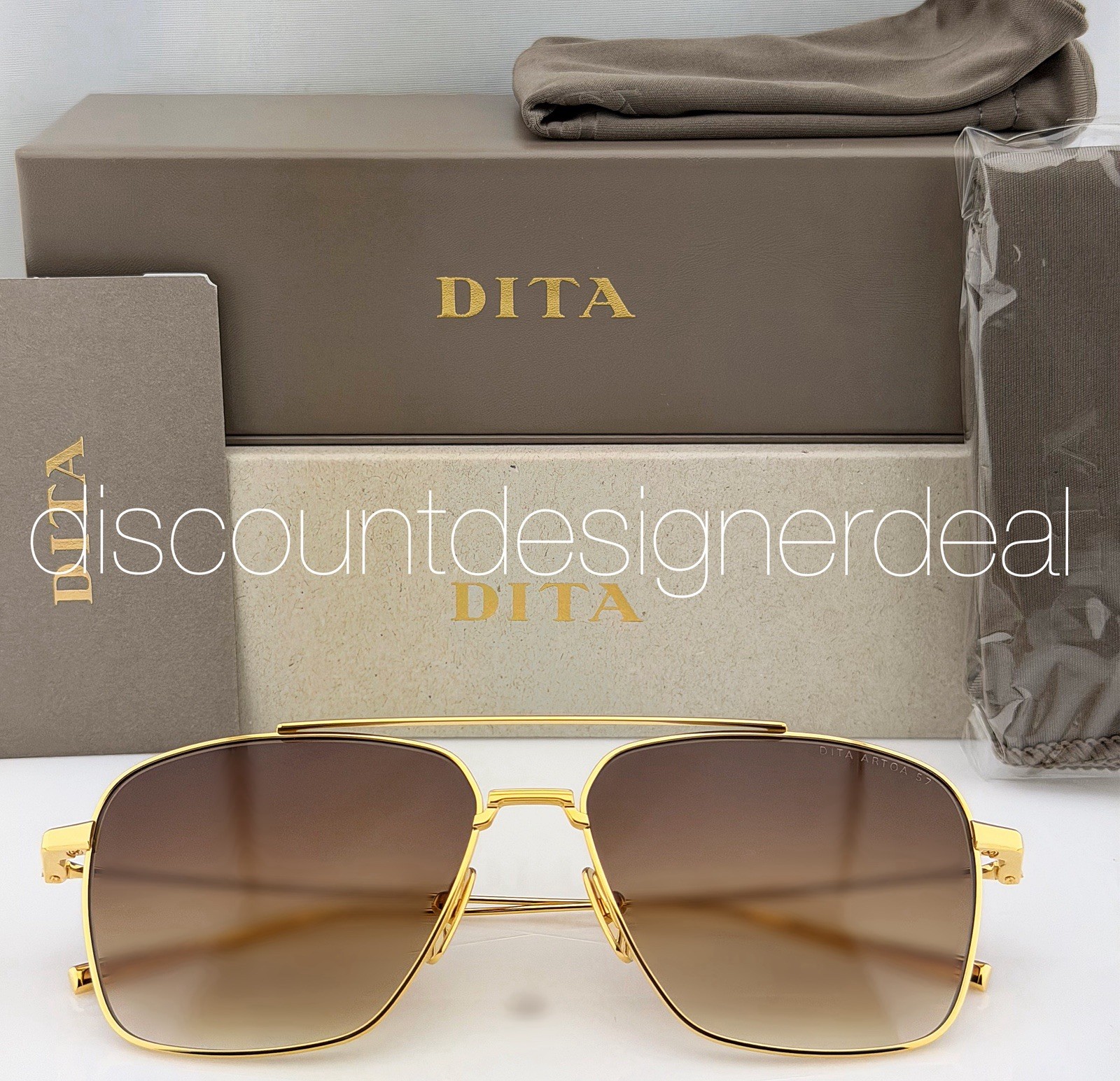DITA Aviator Sunglasses Gold Brown Gradient ARTOA 57 DTS181-A-01 57mm NEW