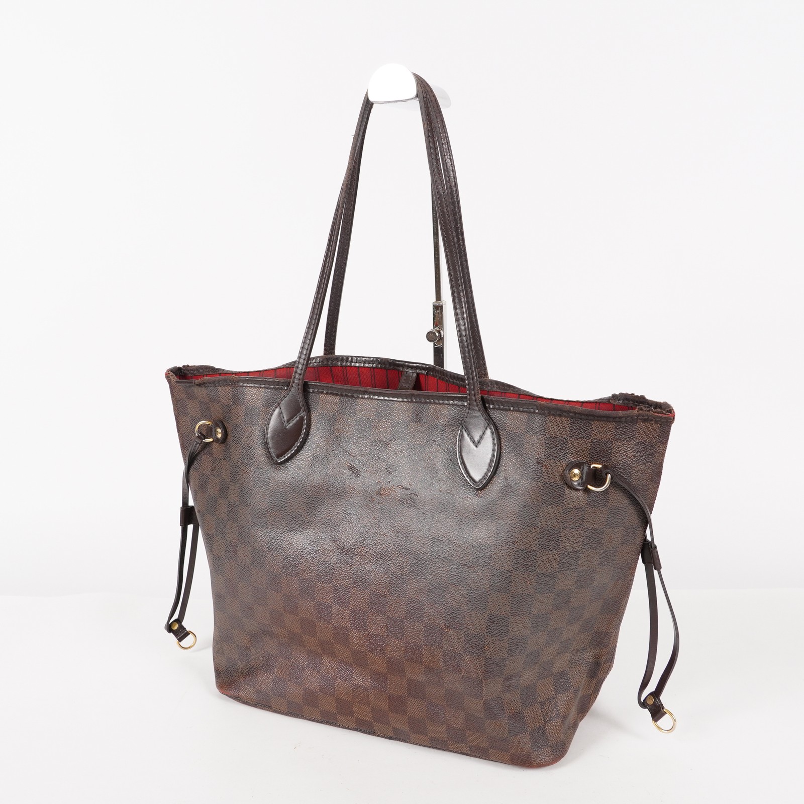 Louis Vuitton Neverfull MM Damier Ebene Red Interior Tote 05E053410016