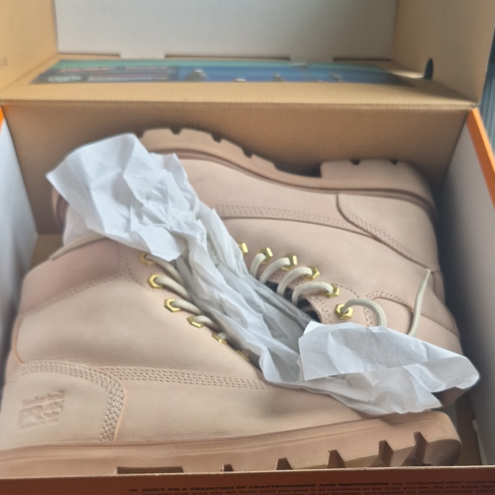 Timberland PRO Men’s Suede Composite Toe Lace-Up Ankle Work Boot Beige/pink 6W