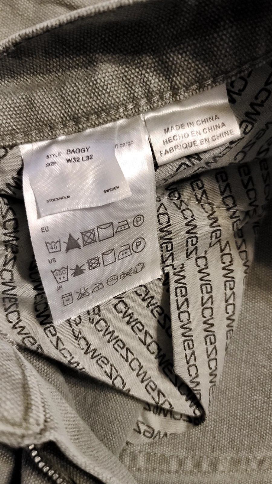 WeSc Flint Grey Baggy Zip Off Cargo Pants to Shorts (NWT) Men’s W32 L32