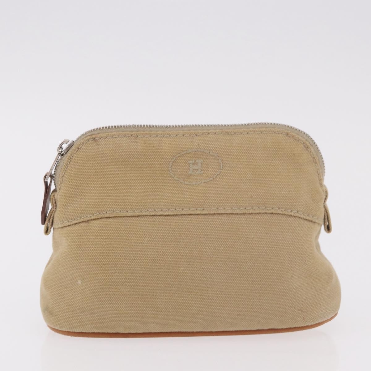 HERMES Pouch Canvas Leather 5 Set Beige Pink Purple Auth ti3991