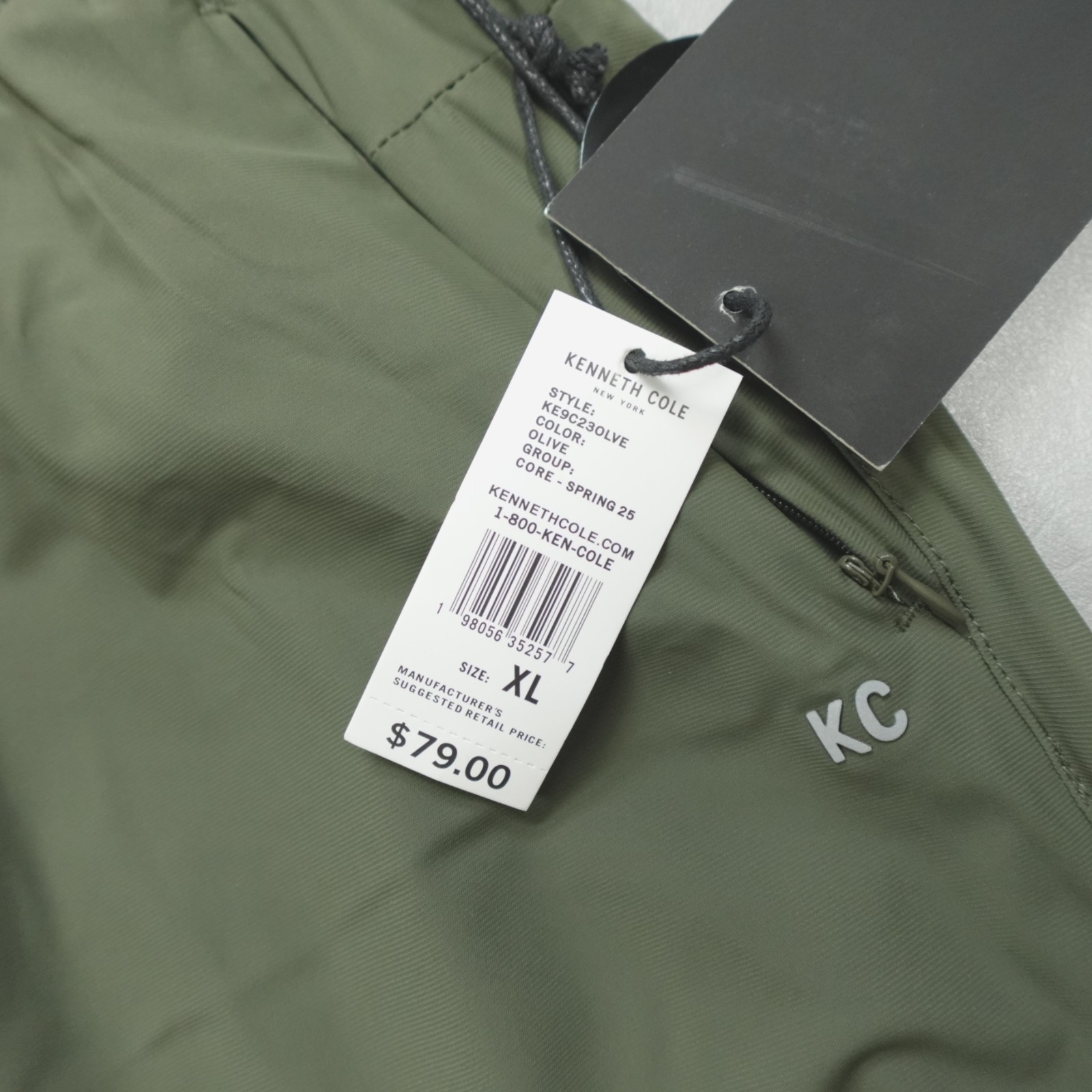 Kenneth Cole Active Tech Jogger Ankle Zip DWR Lightweight Reflective Olive