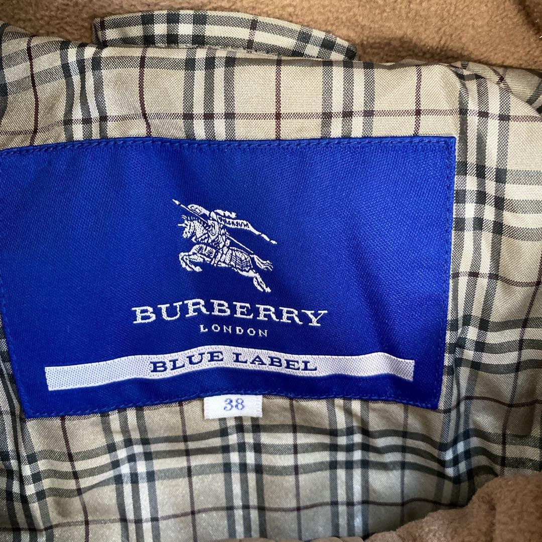 Burberry Blue Label down coat with raccoon Nova check pattern size 38