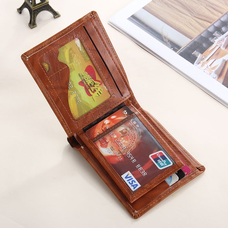 Men’s US 100 Dollar Bill Leather Wallet Bifold Card Photo Holder Slim Thin Purse